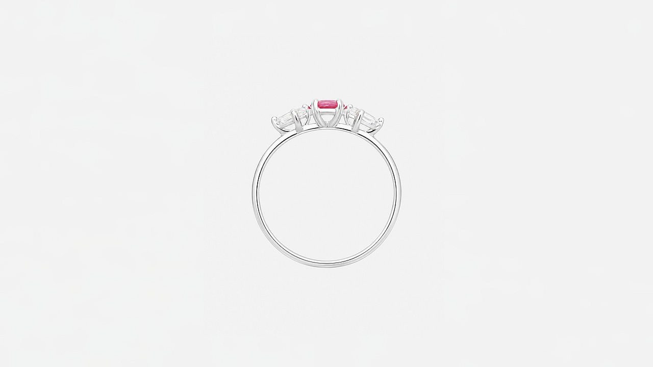 Trilogy Ring with pink Spinel & white Topaz - view 2
