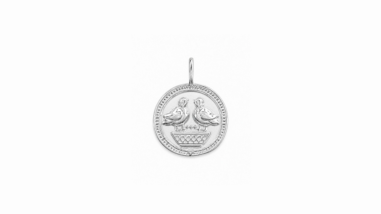 Ancient coin pendant birds