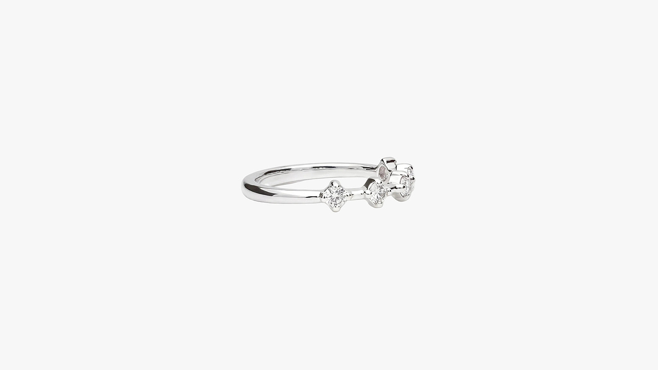Gap band Silver Ring with natural Zircon - view 2