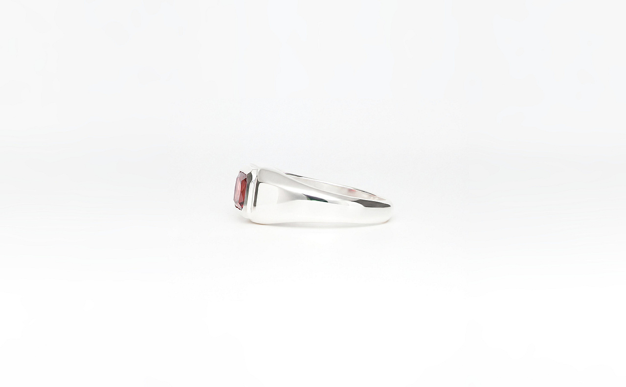 Signet ring octagon w/ Malaya Garnet - view 2