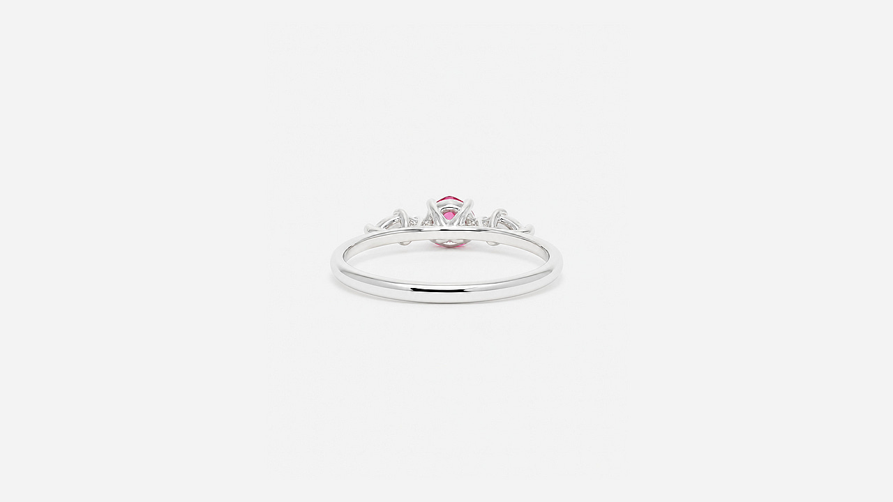 Trilogy Ring with pink Spinel & white Topaz - view 4