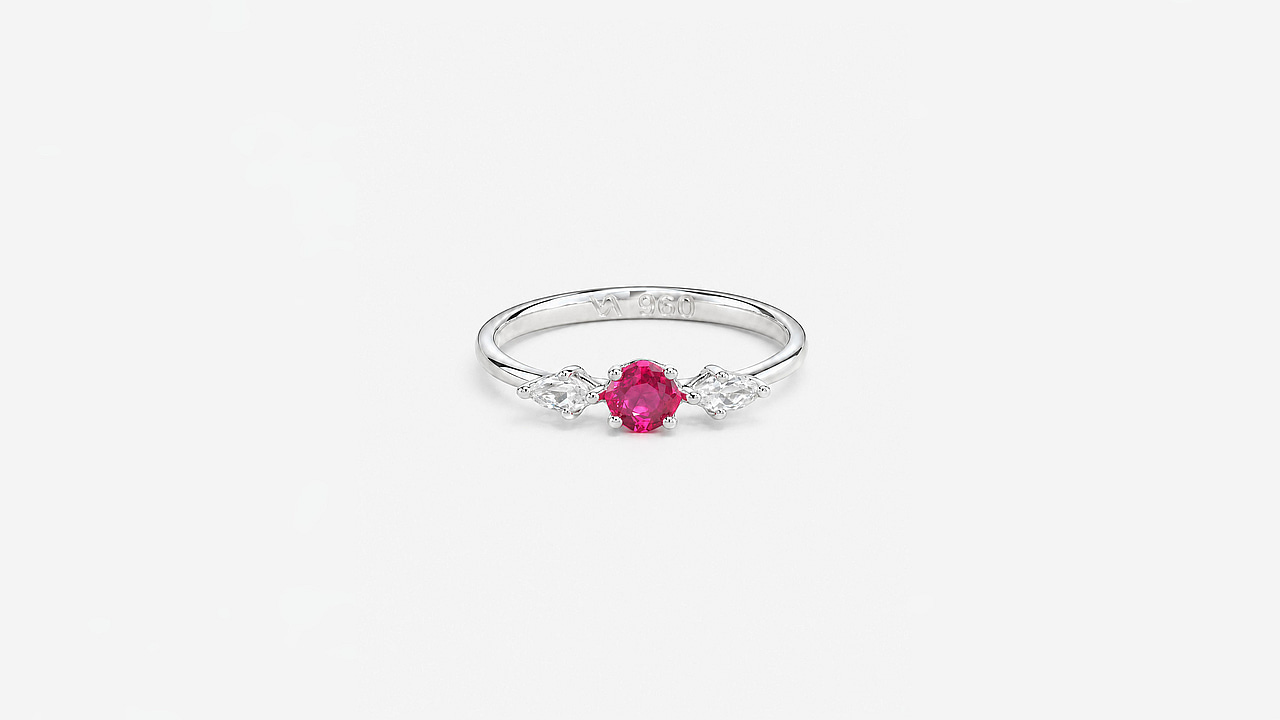 Trilogy Ring with pink Spinel & white Topaz