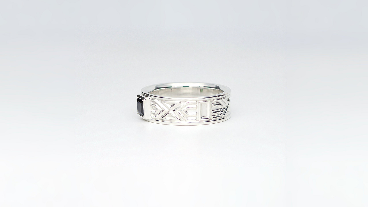 Pattern Ring with green Tourmaline - view 2