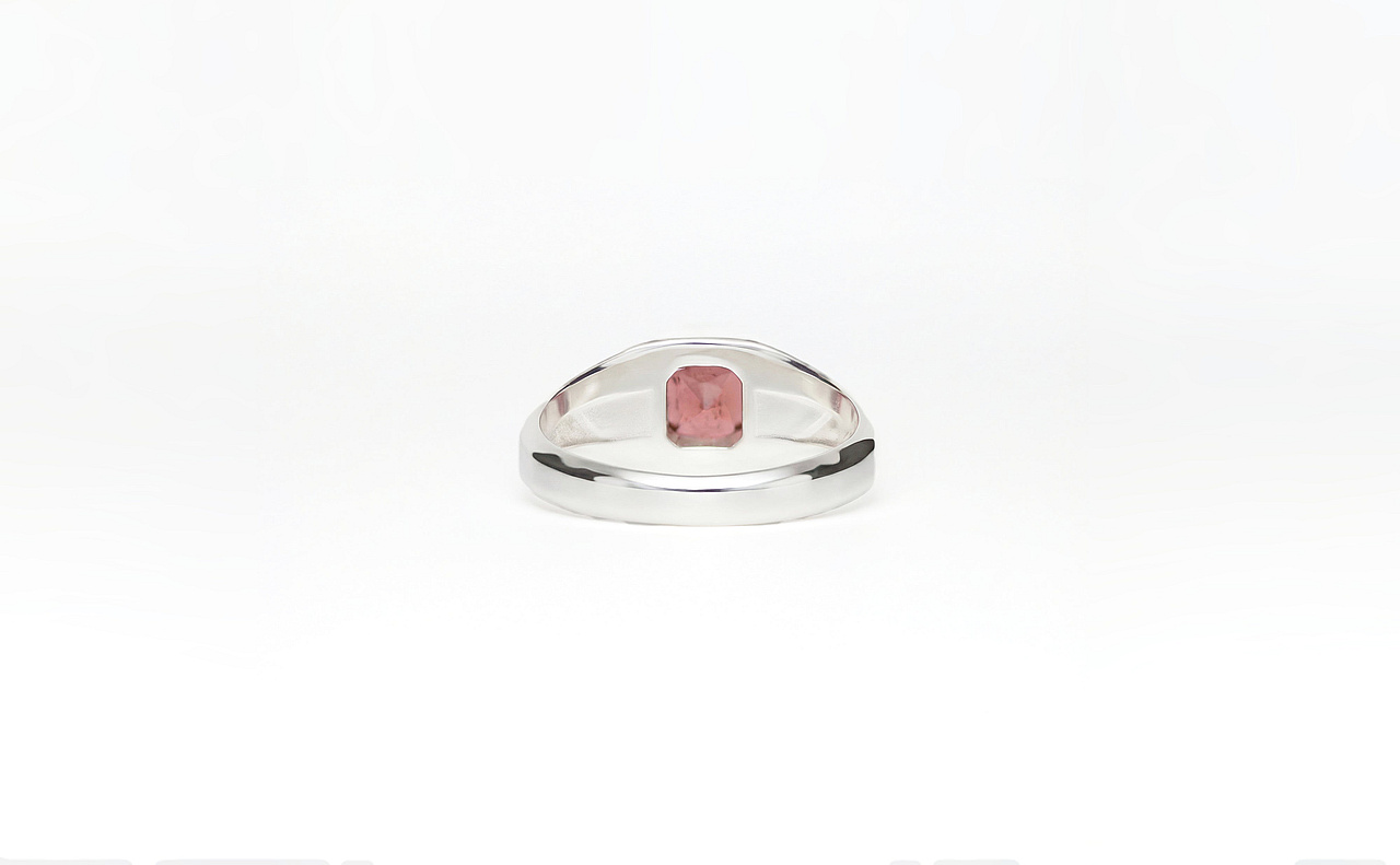 Signet ring octagon w/ Malaya Garnet - view 3