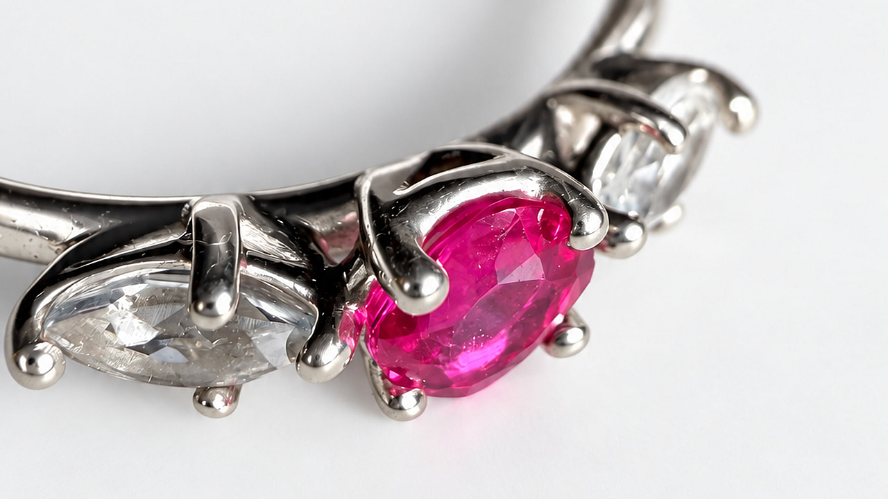 Trilogie Ring mit rosa Spinell und weissem Topas