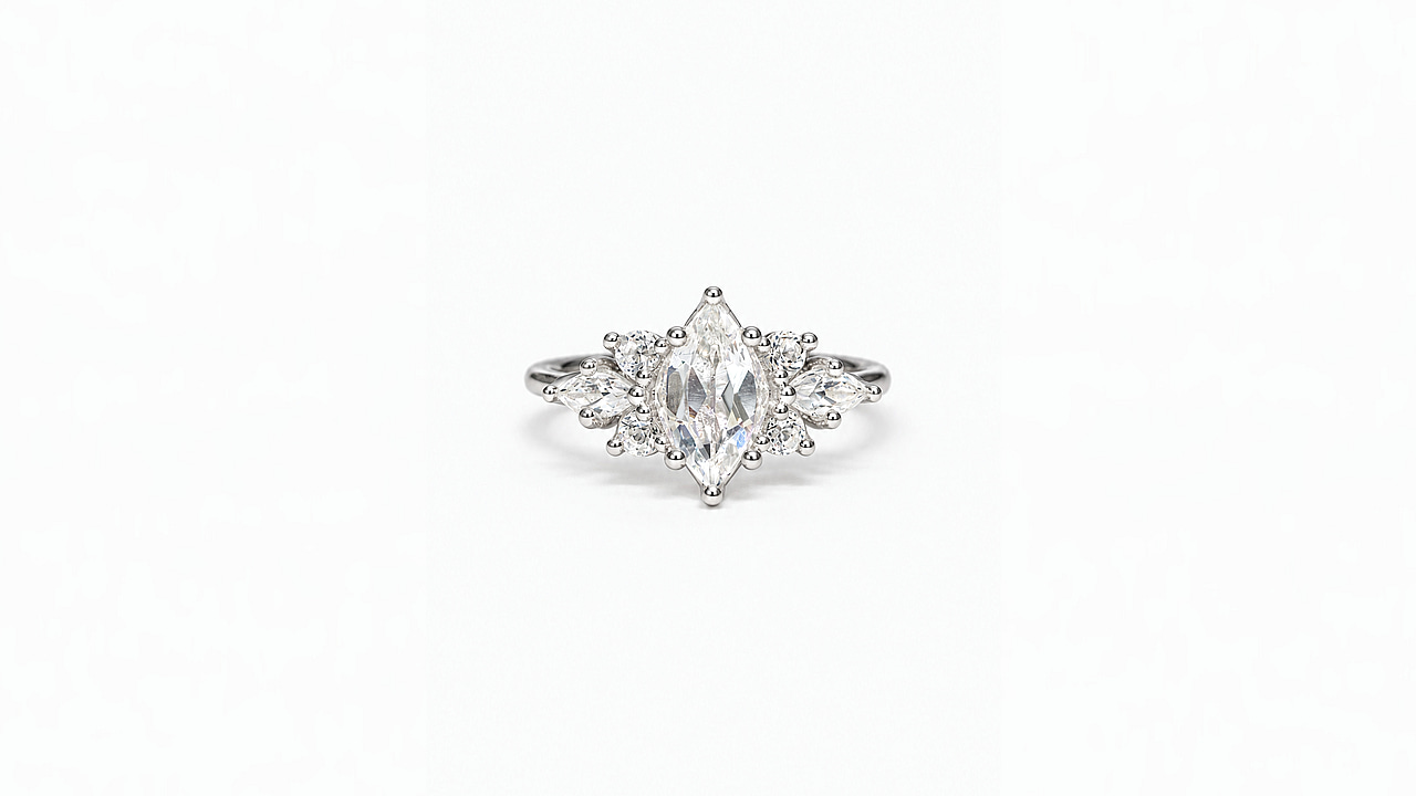Cluster Ring Marquise Dream mit weissem Topas