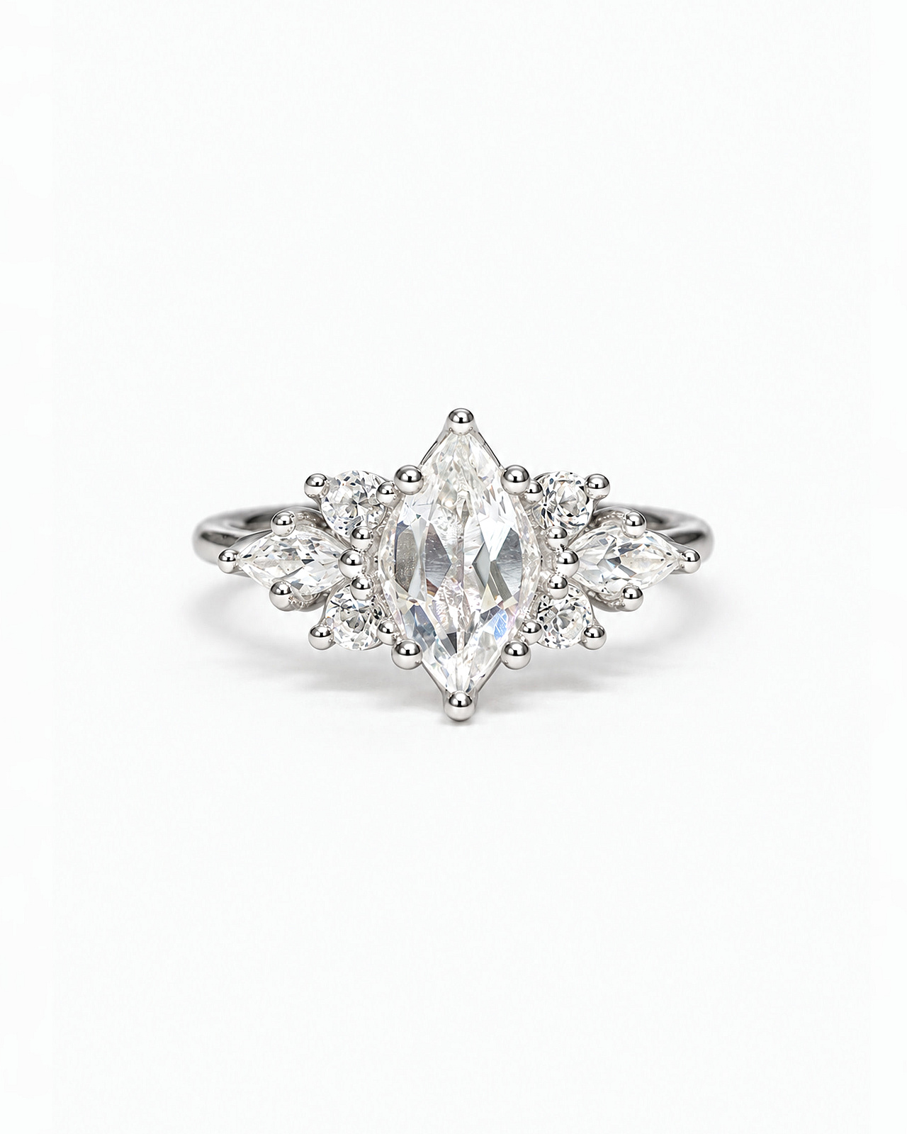 Cluster Ring Marquise Dream mit weissem Topas